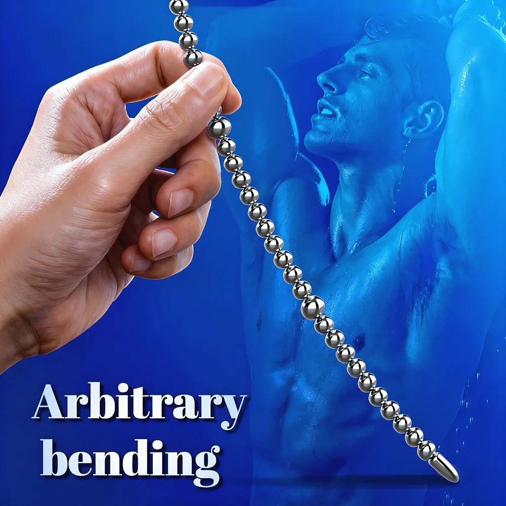 Stainless Steel Urethral Sounding Rod and Prostate Stimulator for Men