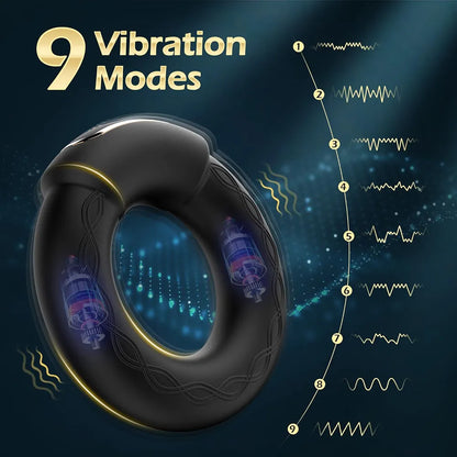 Luxonia Heated Vibrating Cock Ring with 9 Vibration Modes - Premium Silicone Male Enhancement Toy
