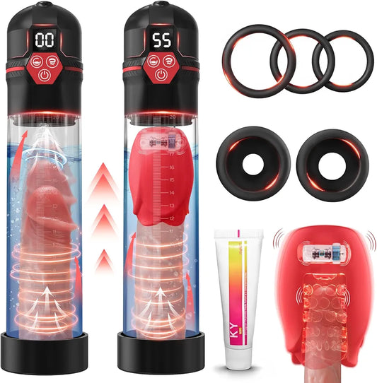 Electric Penis Pump with 5 Suction Intensities and 7 Vibration Modes for Men