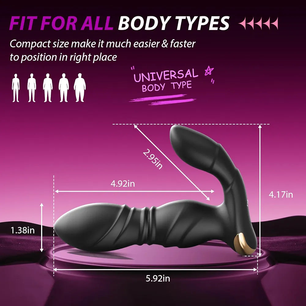 BEISAR 3-in-1 Thrusting Prostate Massager and Anal Vibrator with 9 Thrusting and 9 Vibration Modes