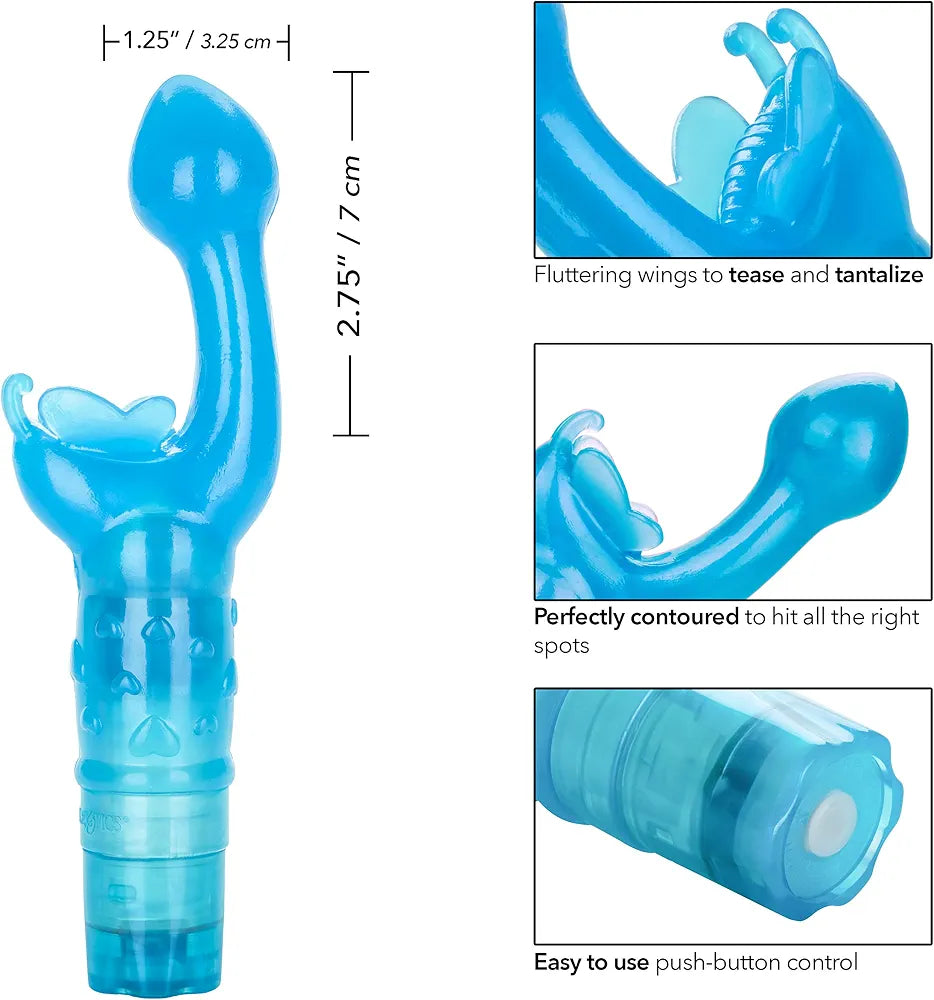 CalExotics Original Butterfly Kiss Multi-Speed Waterproof Clitoral and G-Spot Vibrator - Blue