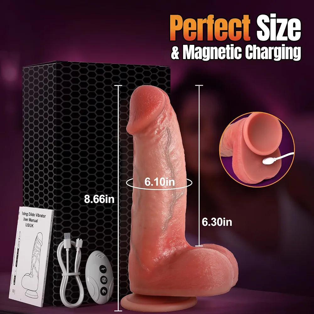 8.66-Inch Realistic Thrusting, Vibrating, and Heating Dildo with Suction Cup Base