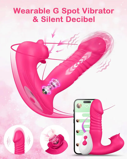 Upgraded Rose-Shaped G-Spot and Clitoral Vibrator with 9 Thrusting and Suction Modes