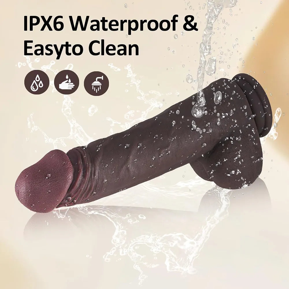 10-Inch Realistic Silicone Thrusting Vibrator with Suction Base and Dual-Action Stimulation