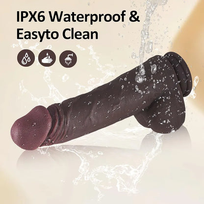 10-Inch Realistic Silicone Thrusting Vibrator with Suction Base and Dual-Action Stimulation