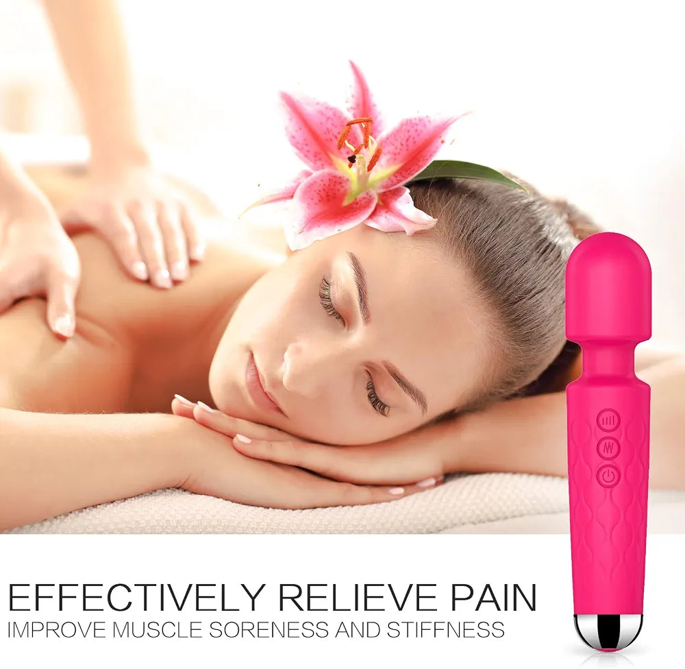 Premium 8-Speed Waterproof Wand Massager with 20 Vibration Patterns for Targeted Stimulation