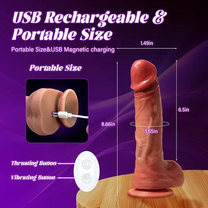 8.67-Inch Realistic Thrusting Silicone Dildo with 3 Pulsation and 5 Vibration Modes