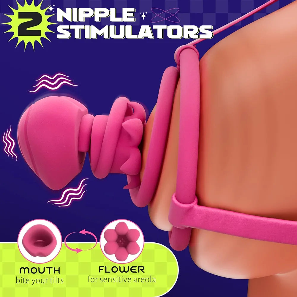 VVD App-Controlled Striped Nipple Vibrator with 10 Vibration Modes for Couples