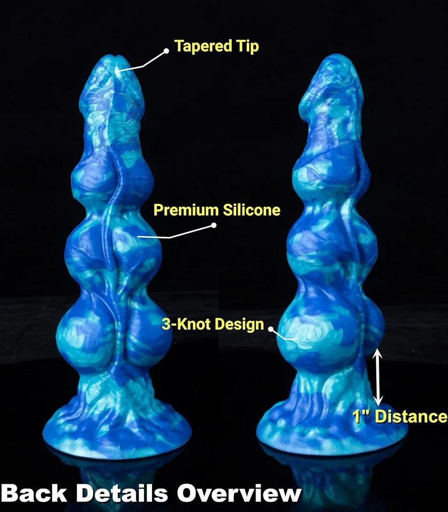8-Inch Small Fantasy Knot Dildo with Suction Cup - Silicone Anal Beads and Prostate Trainer