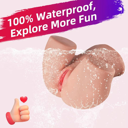 Realistic Dual-Channel Male Masturbator: 3D Lifelike Soft Butt with Vagina and Anal Pleasure Pockets (5.9 LB)