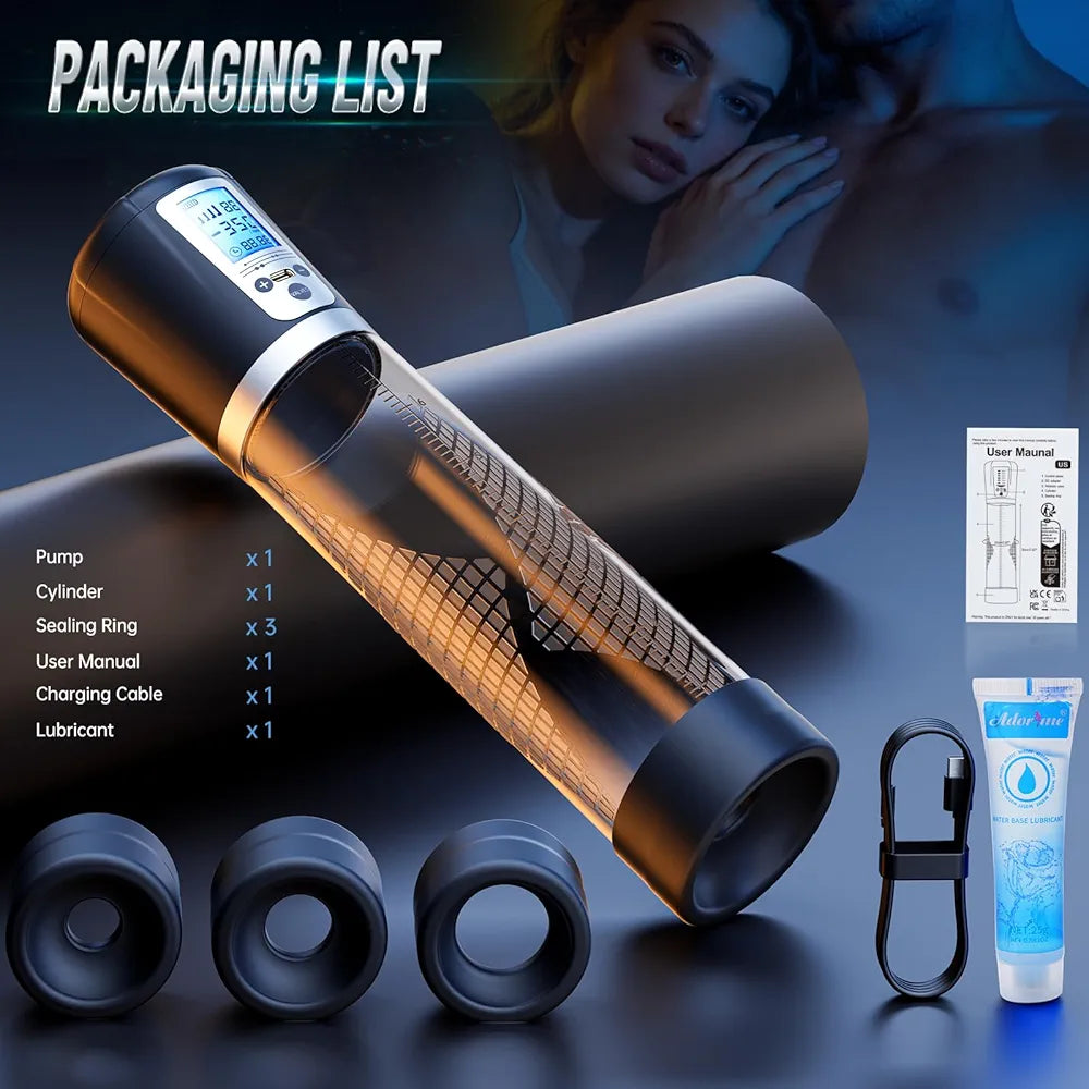 Male Penis Pump Sex Toys, Automatic Enlargers & Extend Pump for Men with LED Display, Adult Toys for Men Electric Penis Entender Erection Pumps, Sex Toys - Pumps & Enlargers 