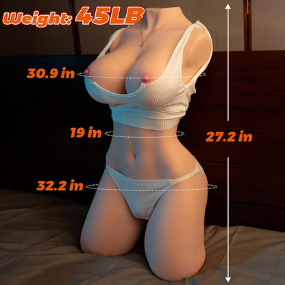 AUSLOVE 45LB Life-Size Realistic Silicone Sex Doll with Flexible Torso and Textured Skin