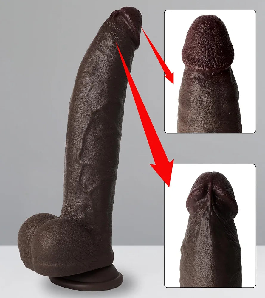 12-Inch Dual-Density Silicone Realistic Dildo with Suction Cup - XXL Massive Adult Toy