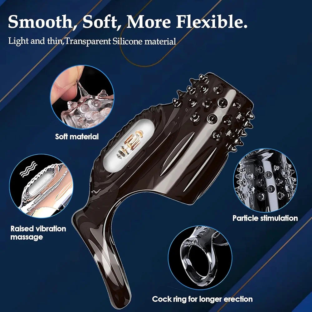 2-Piece Vibrating Penis Extender and Textured Cock Ring Set for Enhanced Erection and Stimulation