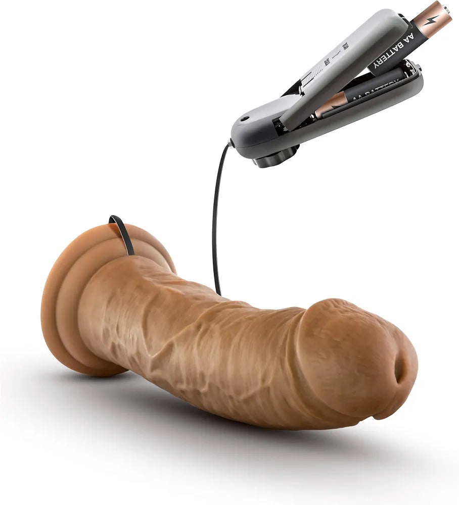8-Inch Realistic Mocha Vibrating Dildo with Suction Cup and Remote Control