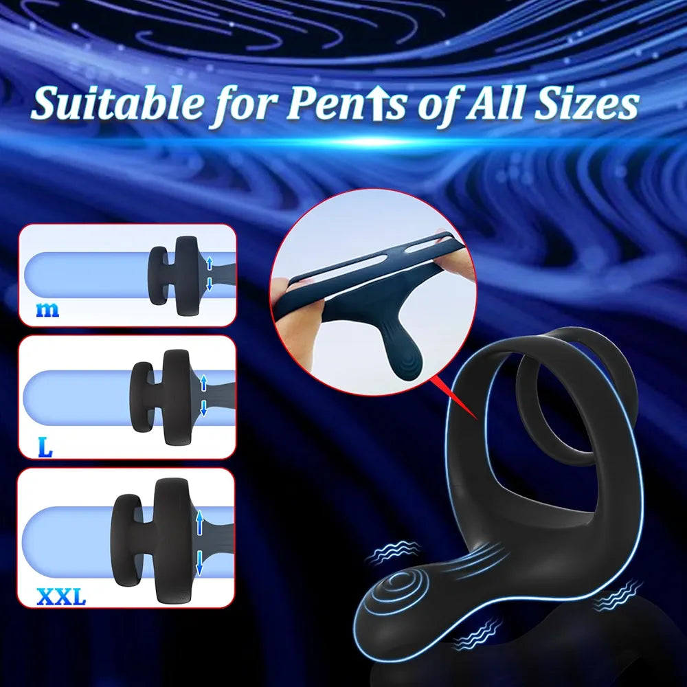 Dual-Motor Remote Controlled Silicone Vibrating Cock Ring for Enhanced Male Stimulation