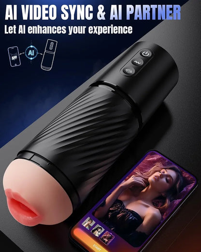 Uoffile AI-Sync Male Masturbator with 3 Sleeves, 10 Sucking & 10 Vibration Modes, App-Controlled Adult Stroker