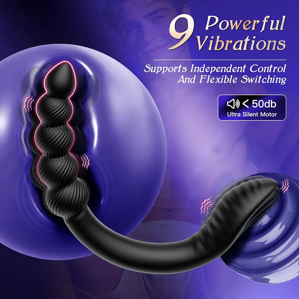 Ergonomic 9-Mode Vibrating Prostate Massager and Curved Anal Plug for Couples