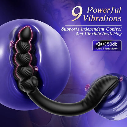 Ergonomic 9-Mode Vibrating Prostate Massager and Curved Anal Plug for Couples