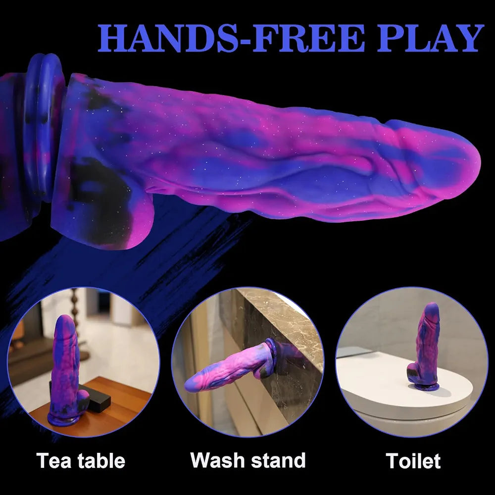 9.5'' Realistic Fantasy Silicone Dildo with Suction Cup - Thick 2.4'' Diameter G-Spot Stimulator
