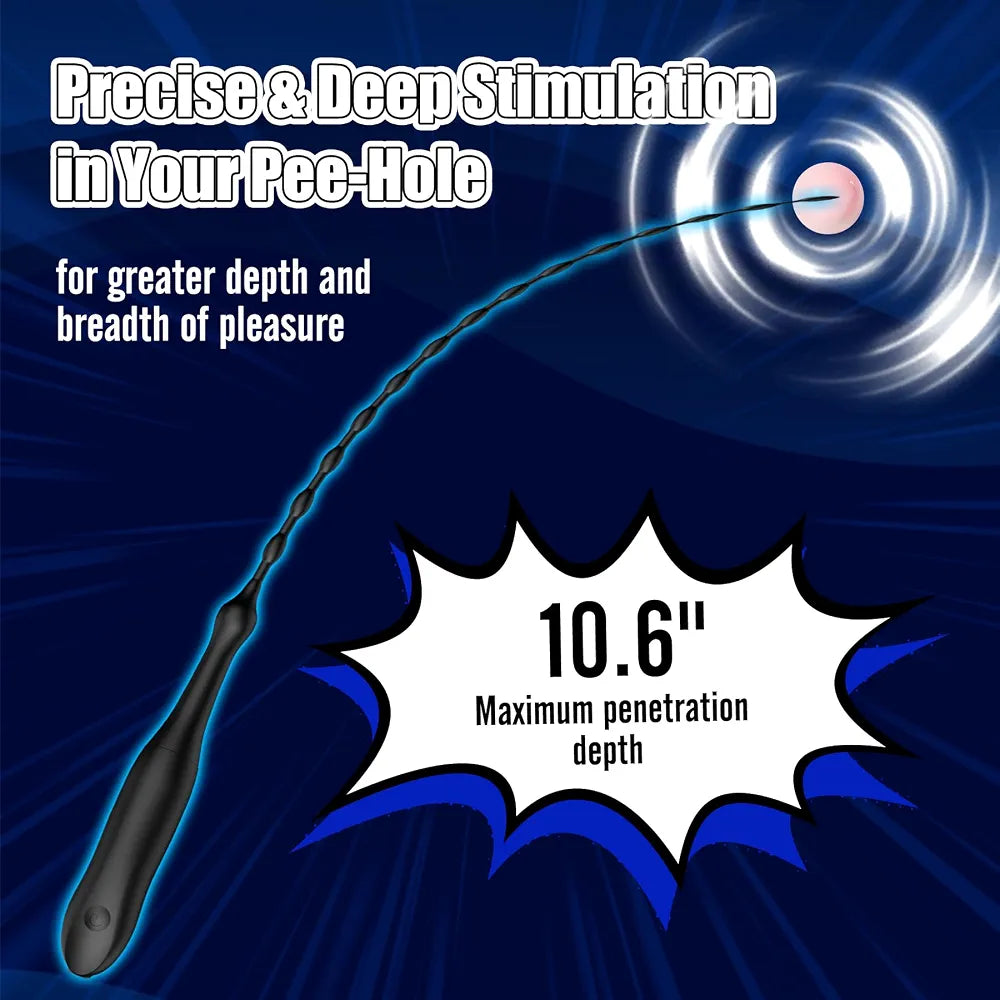 10.6-Inch Vibrating Urethral Sound and Penis Stimulator Plug for Men