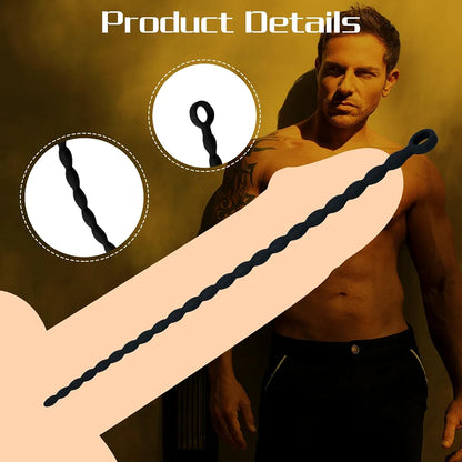Extra Long Silicone Beaded Urethral Sounding Rod for Men