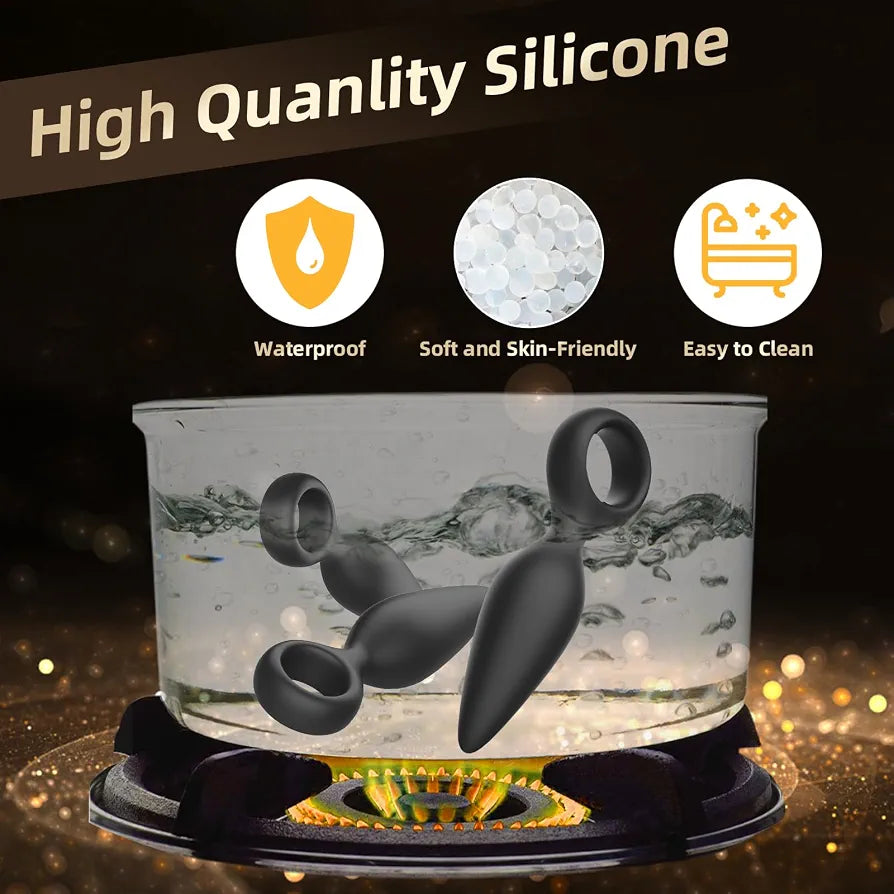 3-Piece Silicone Anal Training Kit with Flared Base for Beginners and Advanced Users