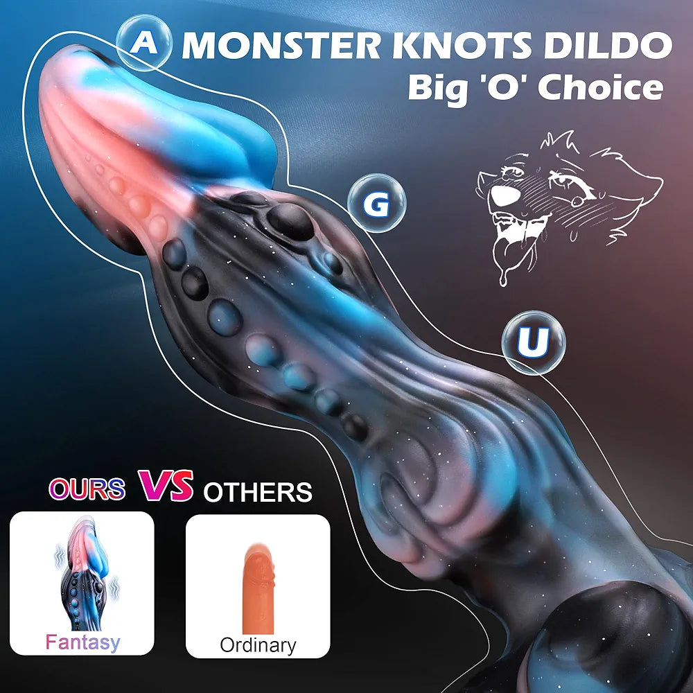 9.72" Fantasy Dragon Monster Dildo with Suction Cup, Heating, and Vibration - Silicone Anal Toy