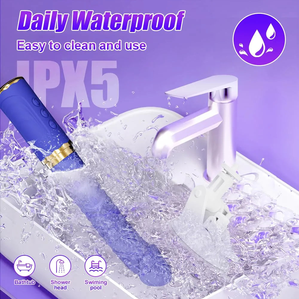 Realistic Hands-Free Thrusting Dildo Vibrator with 10 Vibration and 10 Thrusting Modes, Suction Cup Base for Couples