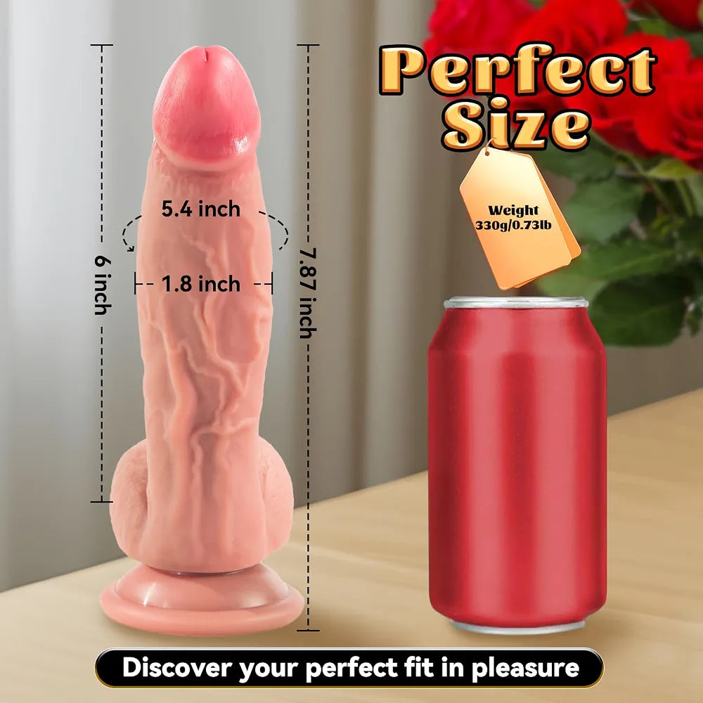 7.87" Realistic Silicone Dildo with Suction Cup - Curved G-Spot Stimulator for Women, Men, and Couples