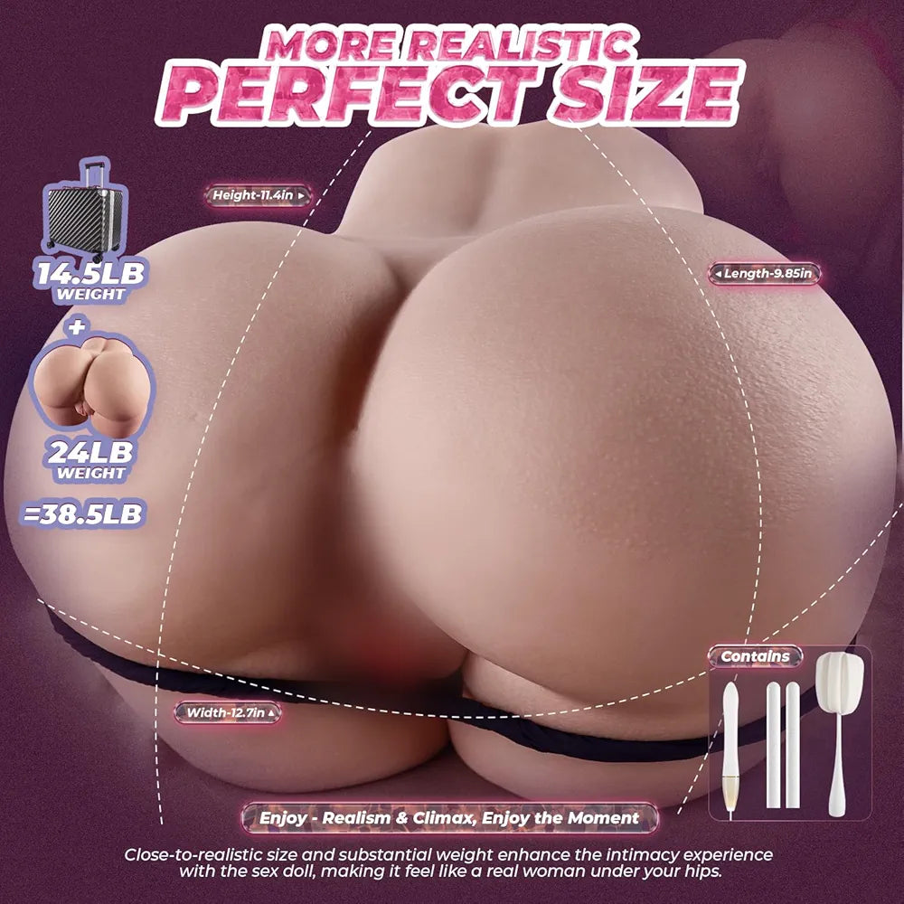 38.5lb Realistic Life-Sized Male Masturbator Doll with Dual-Entry Vagina and Anal Channels