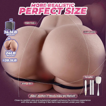 38.5lb Realistic Life-Sized Male Masturbator Doll with Dual-Entry Vagina and Anal Channels