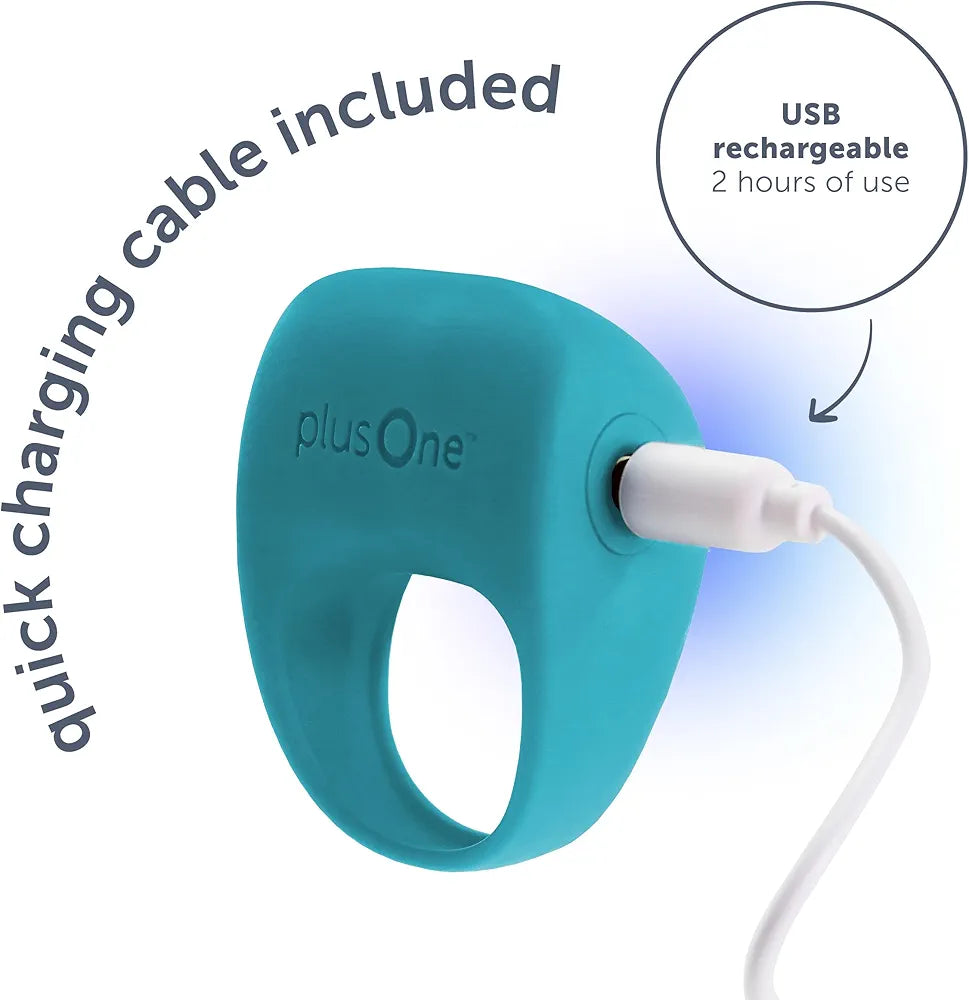 plusOne Rechargeable Silicone Vibrating Ring - 10 Vibration Modes, Waterproof Couples Massager