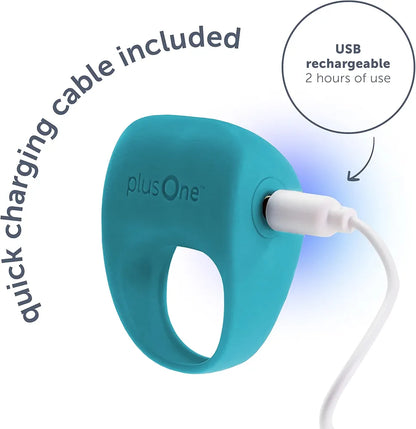 plusOne Rechargeable Silicone Vibrating Ring - 10 Vibration Modes, Waterproof Couples Massager
