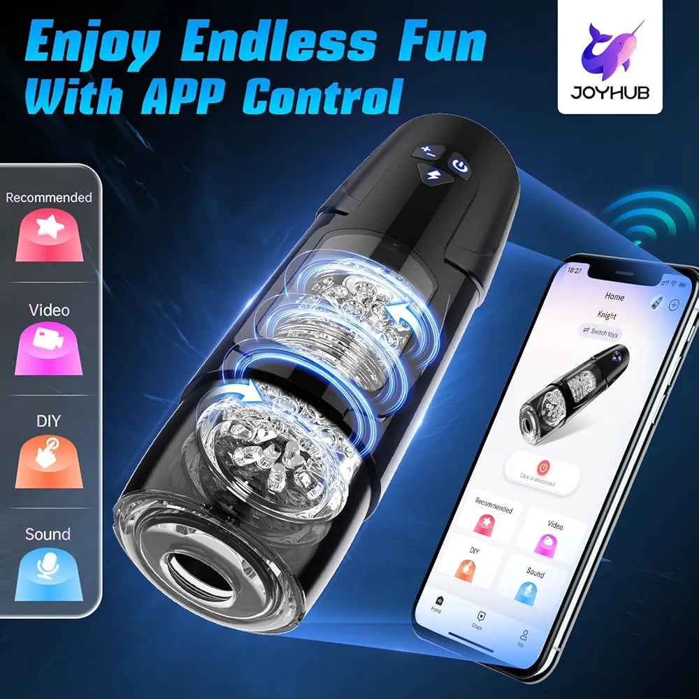 Cafatop Automatic Thrusting & Rotating Male Masturbator with Suction Cup, Waterproof USB Rechargeable Stroker