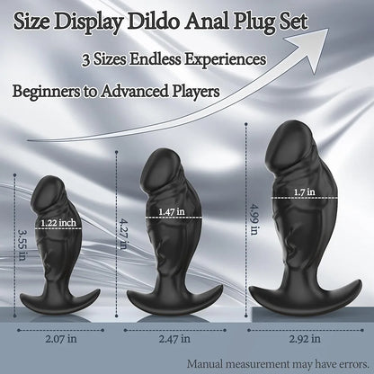 Premium 3-Piece Silicone Anal Training Plug Set with Flared Base for Beginners and Advanced Users