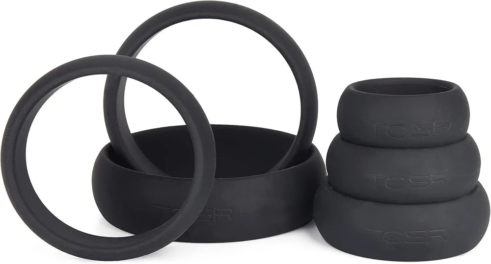 6-Piece Medical-Grade Silicone Cock Ring Set for Enhanced Performance
