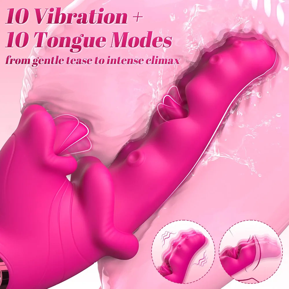 Tuaieu 3-in-1 Realistic G-Spot Dildo and Tongue Licking Vibrator for Couples
