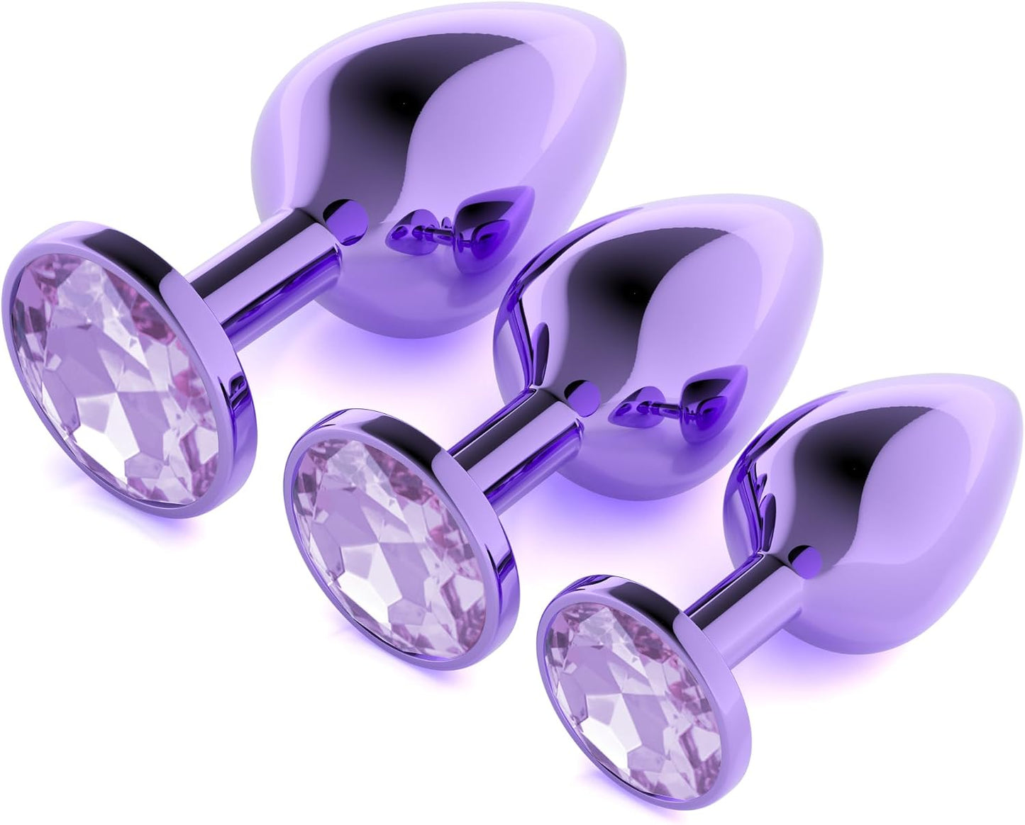 3-Piece Luxury Jewel-Base Metal Anal Plug Set for Beginners and Advanced Play
