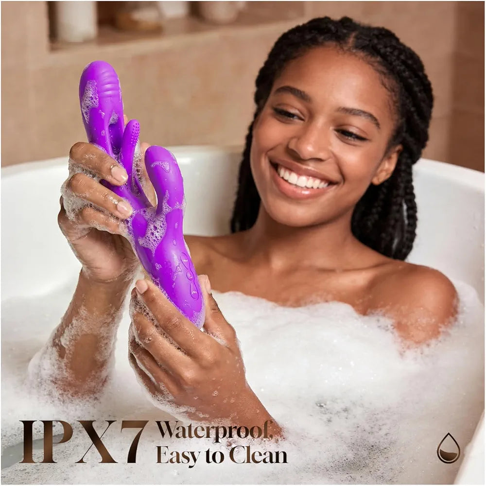 Aurieel 3-in-1 Rabbit G-Spot and Clitoral Vibrator with 14 Vibration Modes and Tongue Licking Stimulation