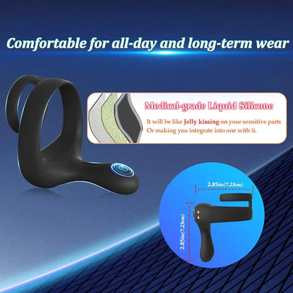 Dual-Motor Remote Controlled Silicone Vibrating Cock Ring for Enhanced Male Stimulation