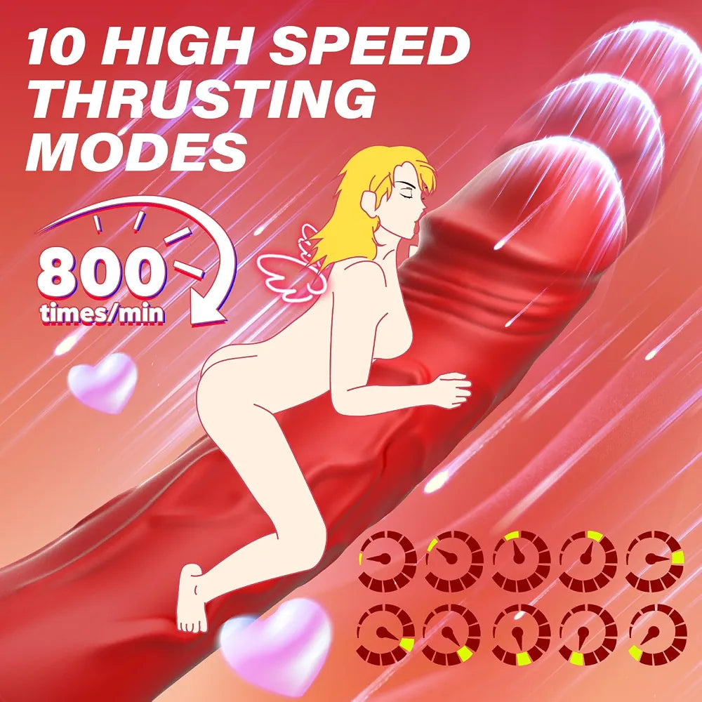 Realistic Dual-Action Thrusting and Vibrating G-Spot and Clitoral Stimulator