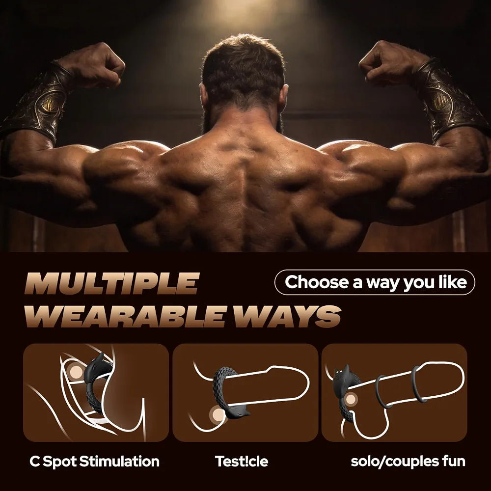 Dragon-Shaped Silicone Vibrating Penis Ring with 10 Vibration Modes for Couples