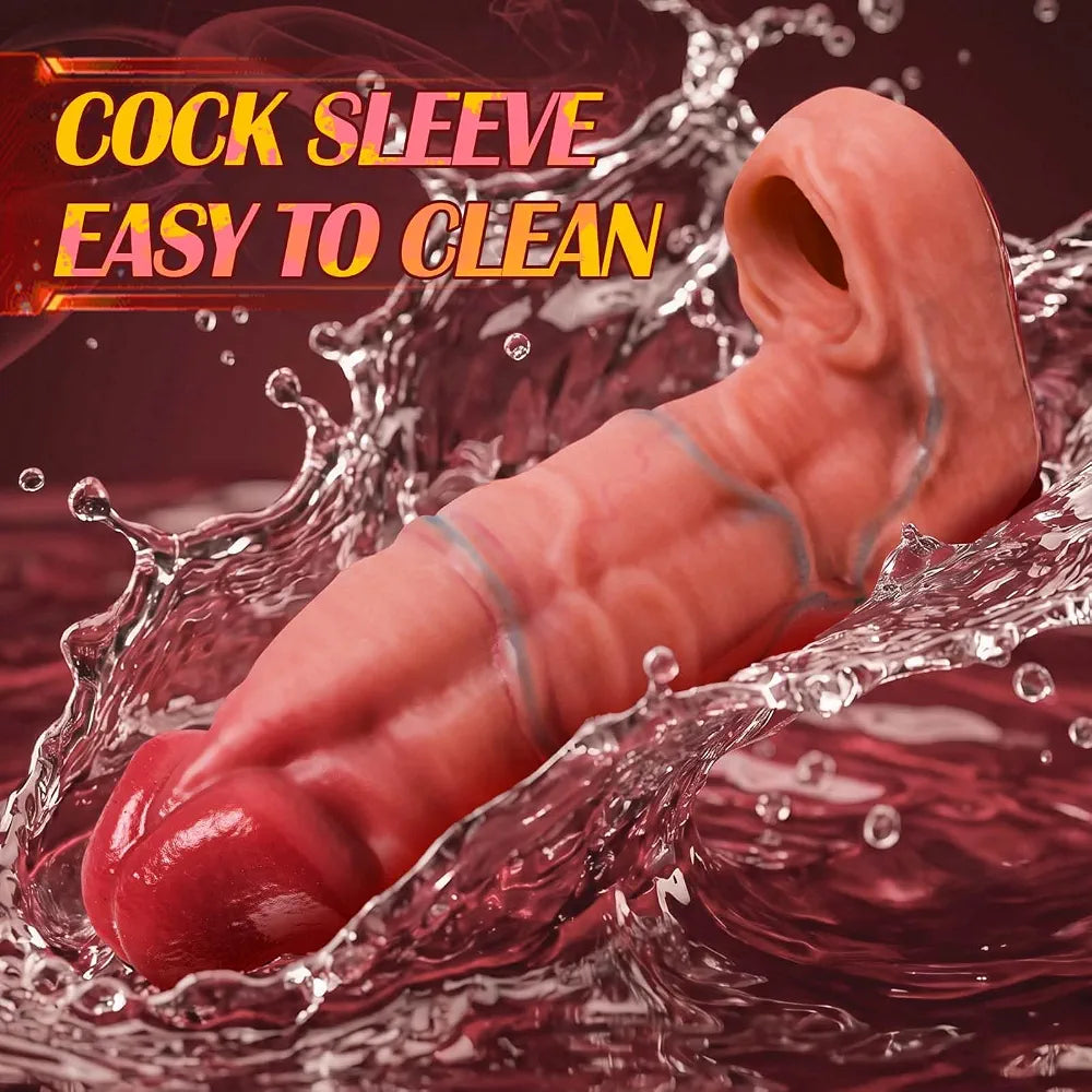Realistic Large Diameter Penis Extender and Cock Sleeve for Men