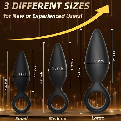 3-Piece Silicone Anal Training Kit with Flared Base for Beginners and Advanced Users