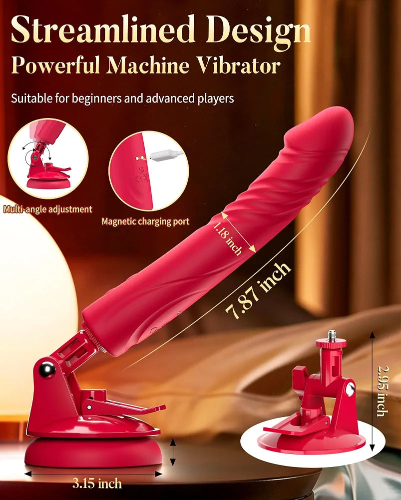 10-Mode Automatic Thrusting Dildo Machine with Detachable Vibrator and Suction Cup Base