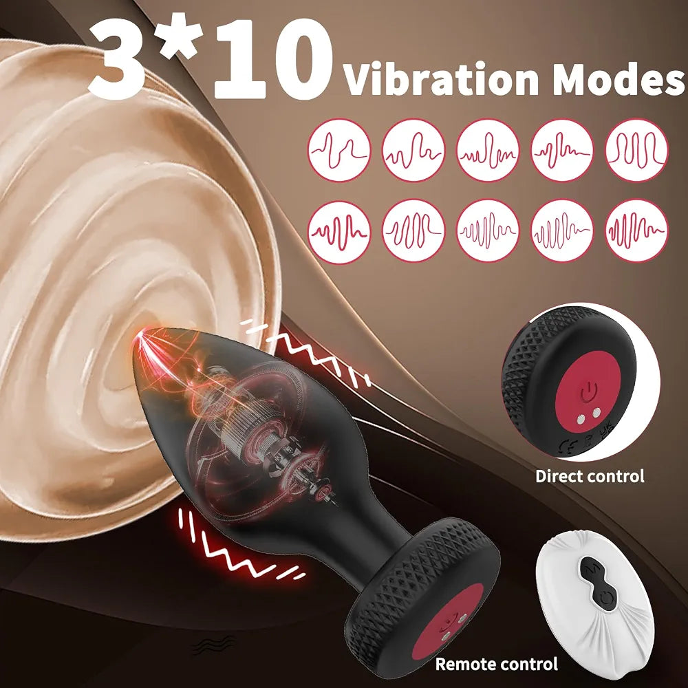 10-Mode Remote Controlled Anal Training Plug Set - 3-Piece Beginner to Advanced Vibrating Kit