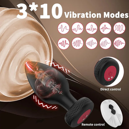 10-Mode Remote Controlled Anal Training Plug Set - 3-Piece Beginner to Advanced Vibrating Kit