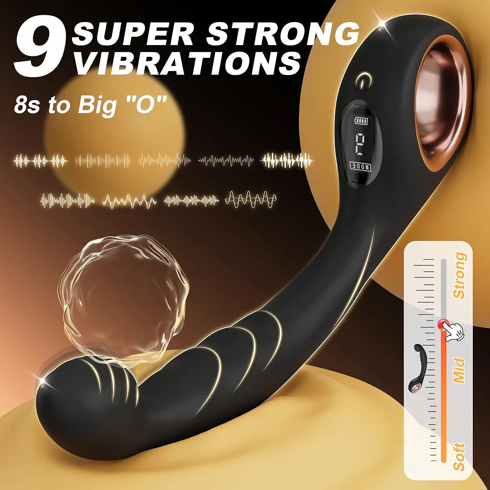 Ergonomic Prostate Massager with 9 Vibration Modes and Ring Handle