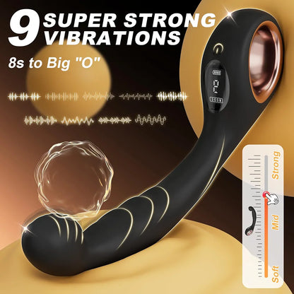 Ergonomic Prostate Massager with 9 Vibration Modes and Ring Handle